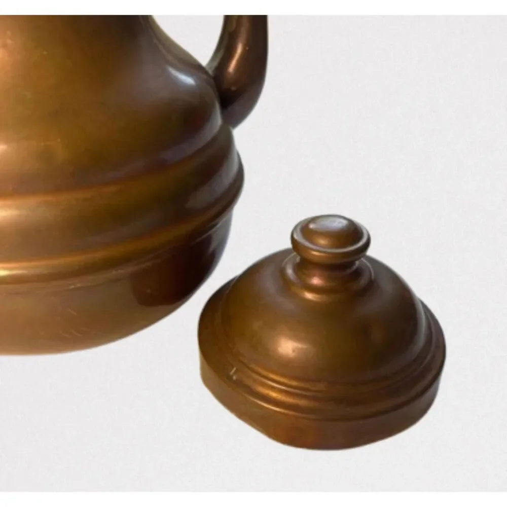 Vintage Copper Small Tea Kettle Gooseneck Spout w/Functional Swing Handle Petina